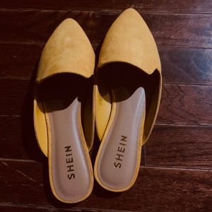 Mustard Suede Mule Flats